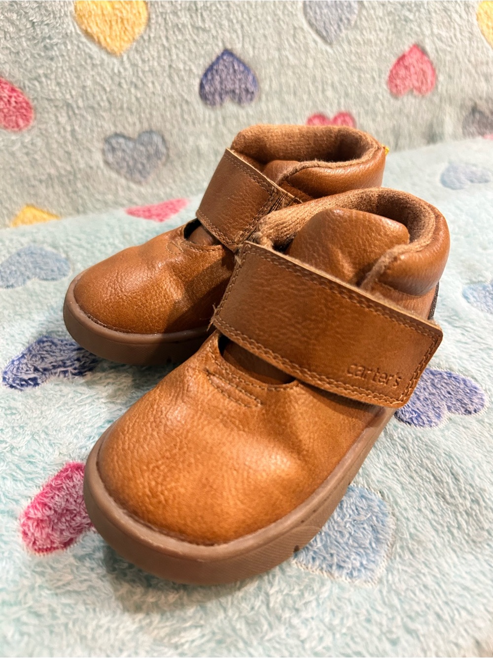 Carter's Toddler Brown Leather Hook-and-Loop Boots